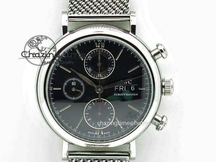 MIROTIME 0504 SmartChoice Mark XVIII IW327006 Titanium M+F 1:1 Best Edition Black Dial on Brown Leather Strap A 7145